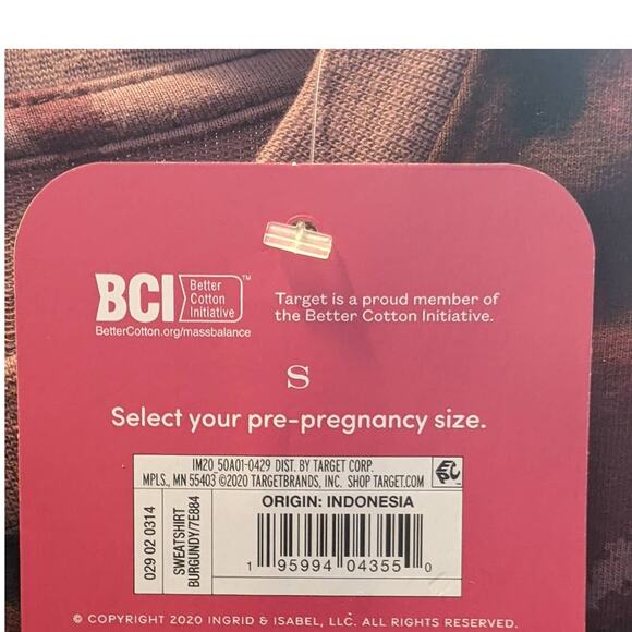 Match Back Maternity Sweatshirt S Ingrid & Isabel Burgundy Tie Dye Side Shirring - Picture 8 of 9